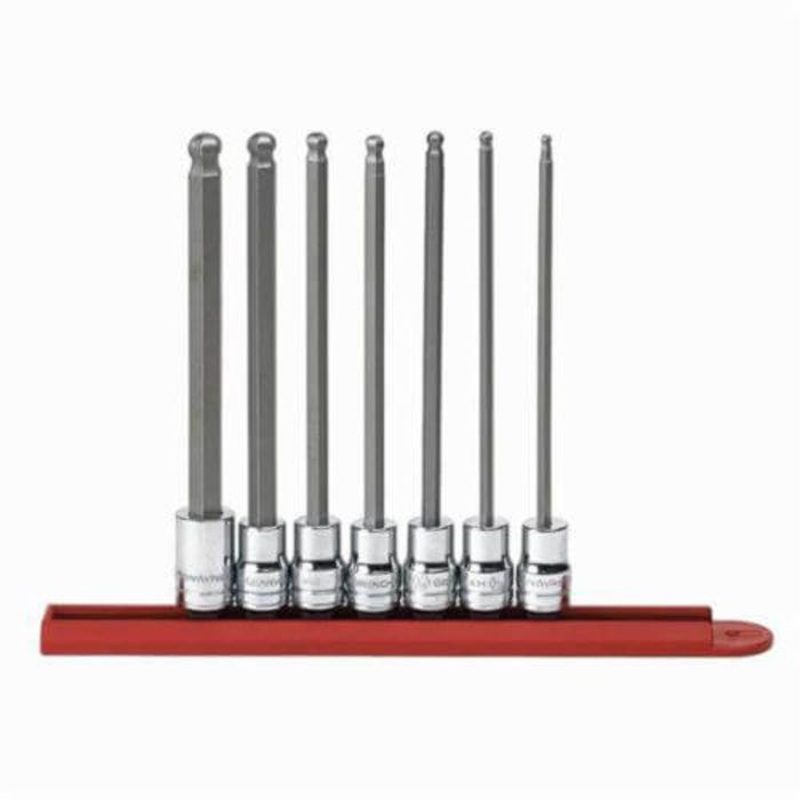 GearWrench 80574 Bit Socket Set, Imperial, 1/8 to 3/8 in Hex, 3/8 in Drive, 7 pc, Full Polished Chrome