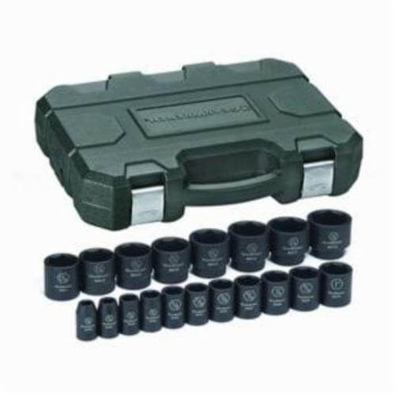 GearWrench 84932N Impact Socket Set, ASME B107.2, 6 Points, 1/2 in Drive, 19 pc, Included Socket Size: 3/8 to 1-1/2 in