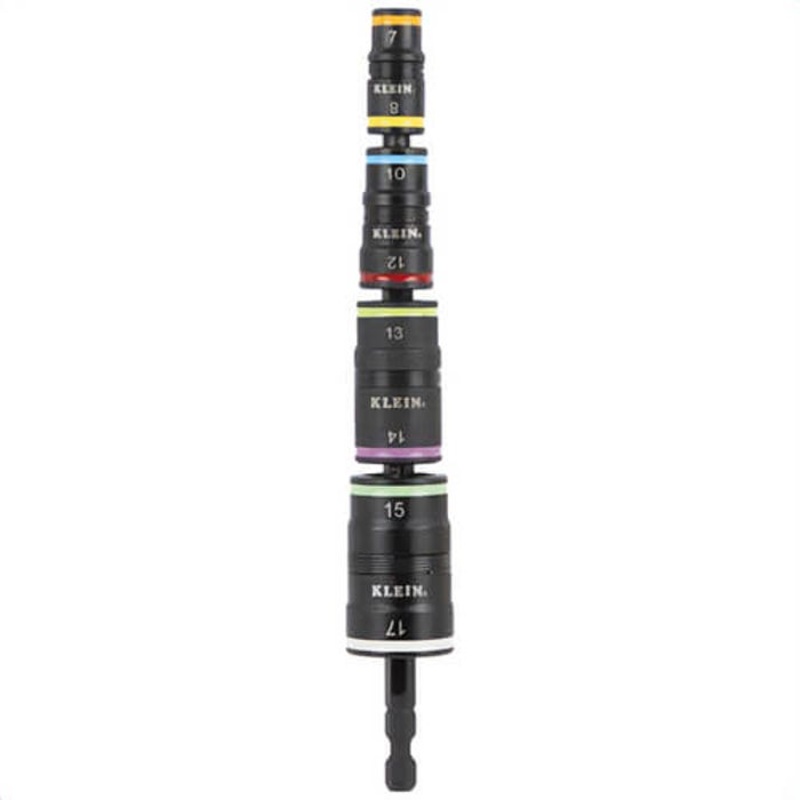 Klein 32934M 8-in-1 Metric Impact-Rated Flip Socket Set, Steel Alloy, 5 pc, Inckudes: (4) Flip Sockets
