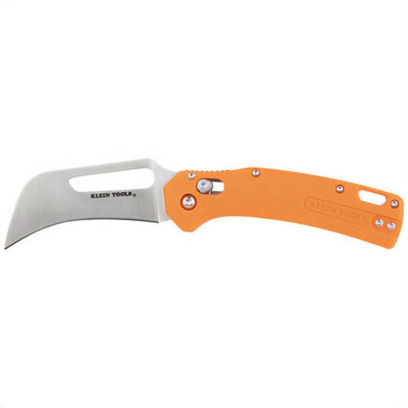 Klein 44056 Pocket Knife, Cable Skinning, Hawkbill Blade, Nylon, Stainless Steel, Orange