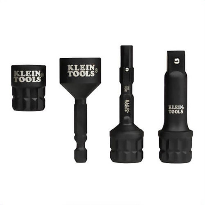 Klein 65KADPM Knect Impact Socket Adapter Set, Chrome-Moly, Chrome-Vanadium, 3/8 in