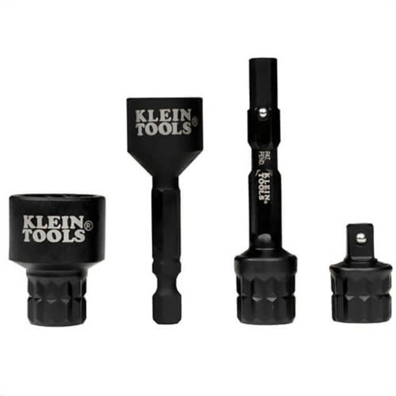 Klein 65KADPS Knect Impact Socket Adapter Set, Chrome-Moly, Chrome-Vanadium, Black Manganese Phosphate, 4 pc
