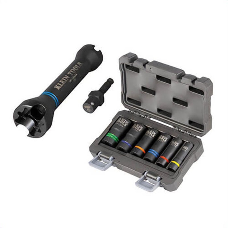 Klein 660KIT1 5-in-1 Impact Socket Set, Steel, Includes: 2-in-1 Slotted Impact Socket Set, 12-Point, 6 pc