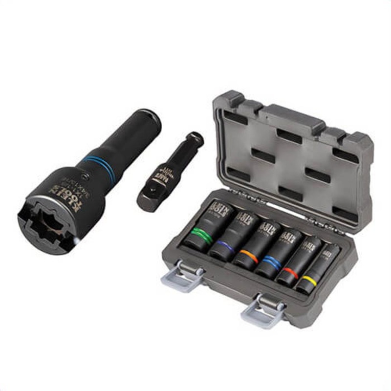 Klein 660KIT2 6-in-1 Impact Socket Set, Steel, Includes: 2-in-1 Slotted Impact Socket Set, 12-Point, 6 pc