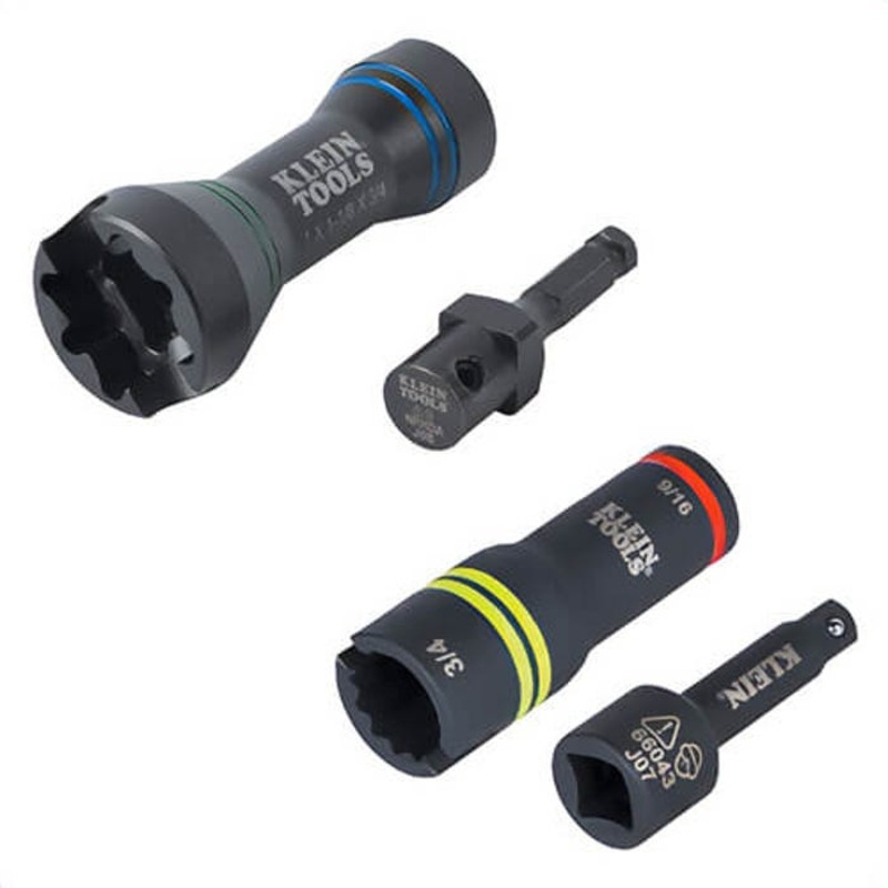 Klein 660KIT3 Impact Socket Set with 5-in-1 Mini and 3-in-1 Flip Impact Socket, Steel, 4 pc