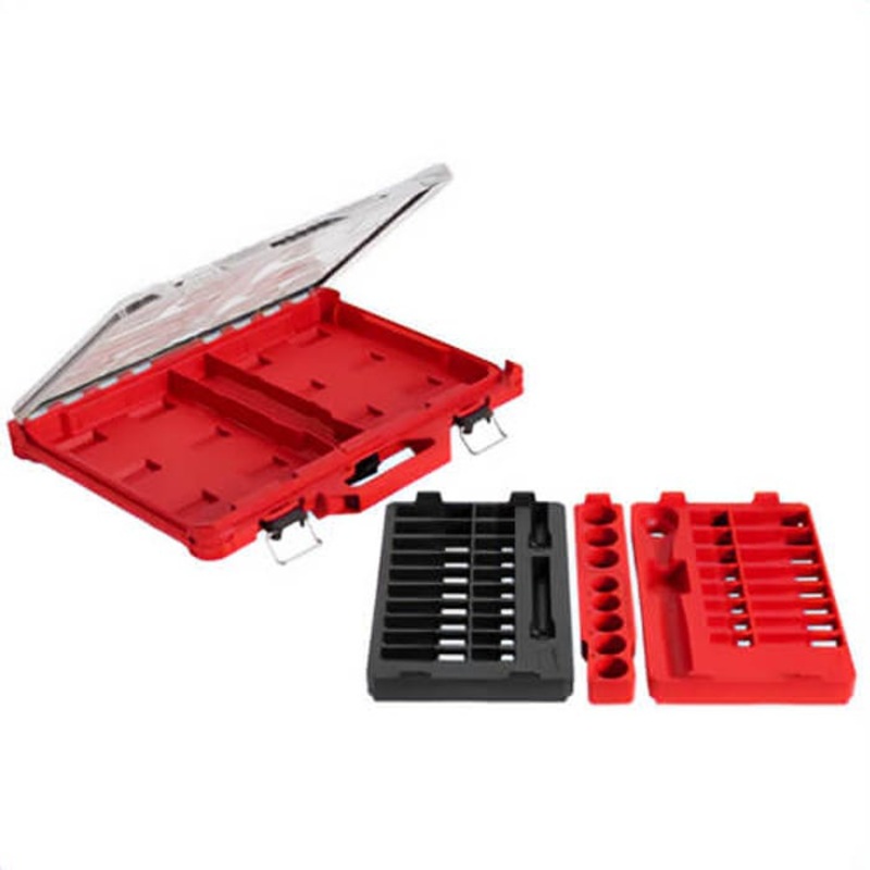 Milwaukee 48-22-9487T Drive SAE and Metric Ratchet and Socket Set Packout Trays, 1/2 in, 47 pc