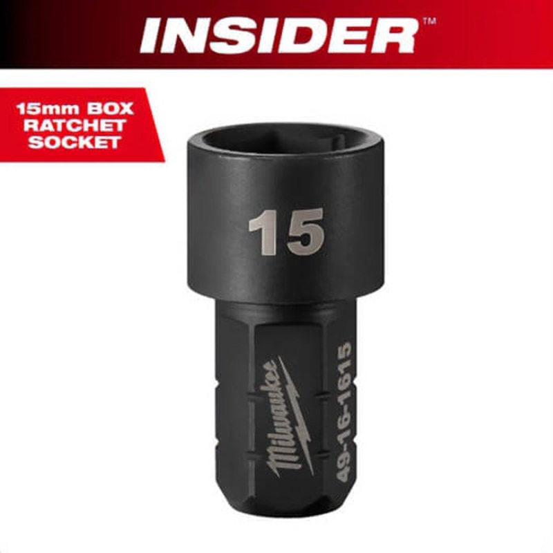Milwaukee 49-16-1615 Insider Box Ratchet Socket 6-Point, 15 mm