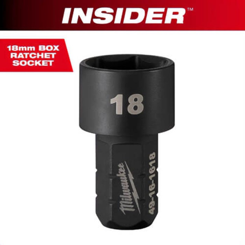 Milwaukee 49-16-1618 Insider Box Ratchet Socket 6-Point, 18 mm