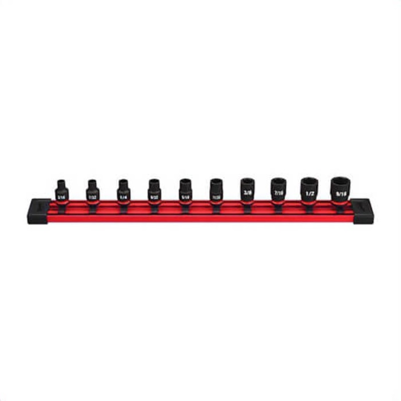 Milwaukee 49-66-7000 ShockWave Impact Duty Standard Socket Set, ASME Specified, 6 Points, 1/4 in Drive, 10 pc