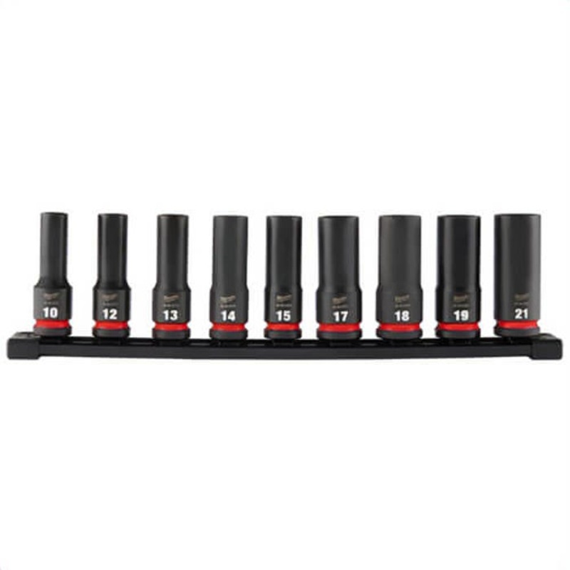 Milwaukee 49-66-7032 ShockWave Impact Duty Metric Deep 6-Point Socket Set, 1/2 in Drive, 9 pc