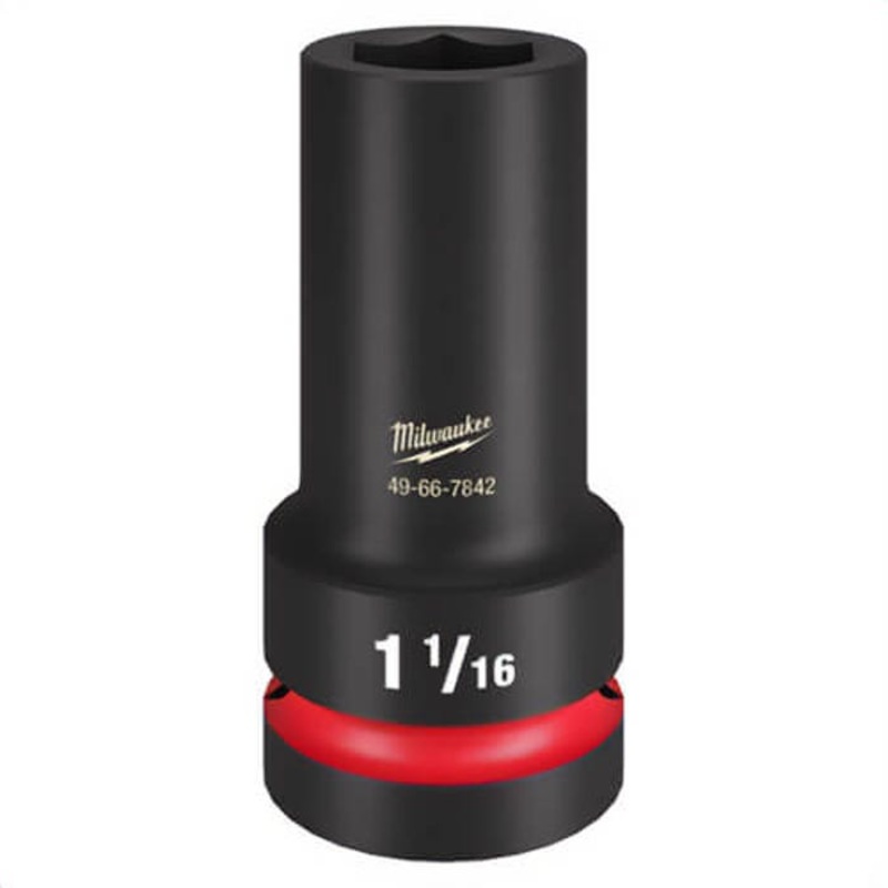 Milwaukee 49-66-7842 ShockWave Impact Duty Thin Wall Extra Deep 6-Point Socket, 1 in Drive, 1-1/16 in