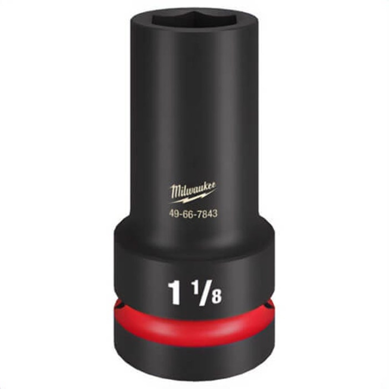Milwaukee 49-66-7843 ShockWave Impact Duty Thin Wall Extra Deep 6-Point Socket, 1 in Drive, 1-1/8 in