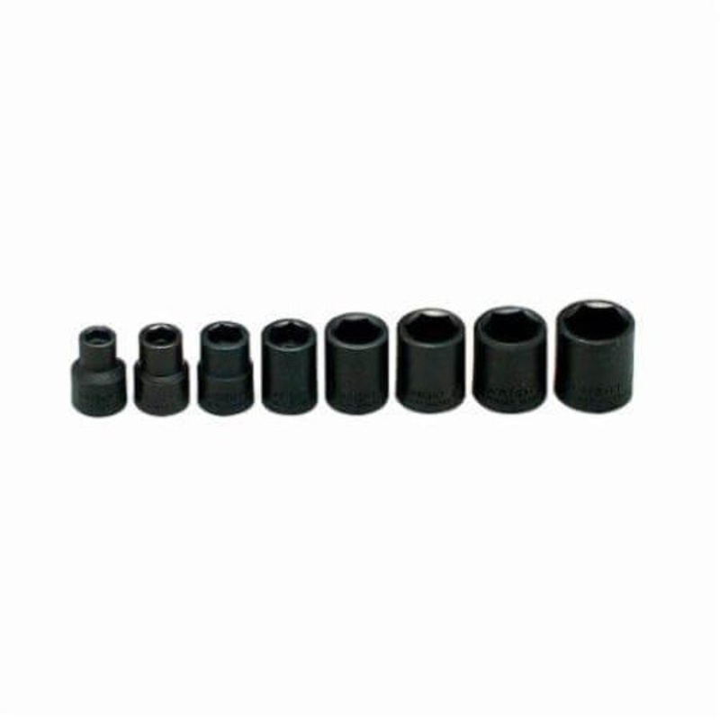 Wright 313 Impact Socket Set, Imperial, 6 Points, 3/8 in Drive, 8 pc, Included Socket Size: 5/16 to 3/4 in