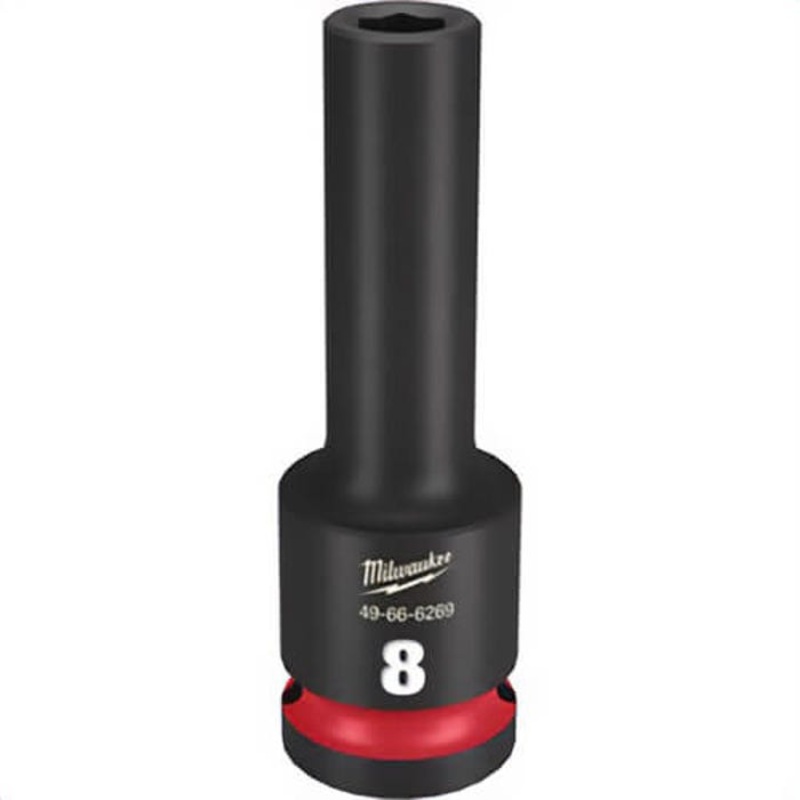 Milwaukee 49-66-6269 ShockWave Impact Duty Socket, 1/2 in Hex Drive, 8 mm Deep Socket, 6 Points