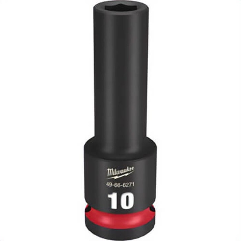 Milwaukee 49-66-6271 ShockWave Impact Duty Socket, 1/2 in Hex Drive, 10 mm Deep Socket, 6 Points