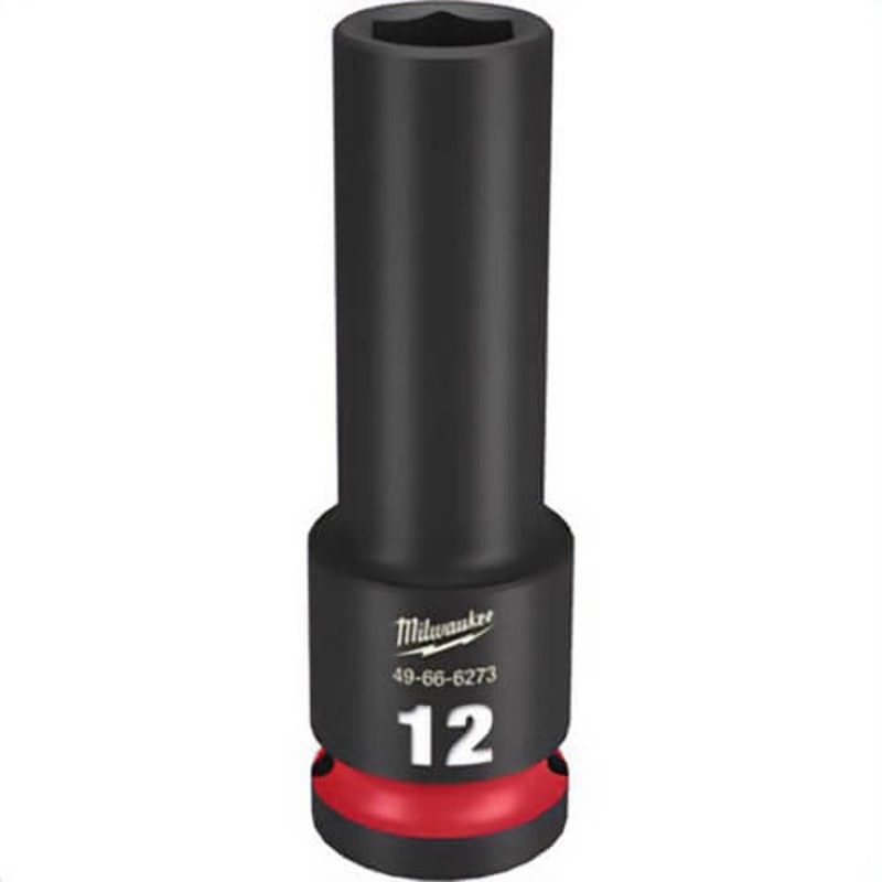 Milwaukee 49-66-6273 ShockWave Impact Duty Socket, 1/2 in Hex Drive, 12 mm Deep Socket, 6 Points