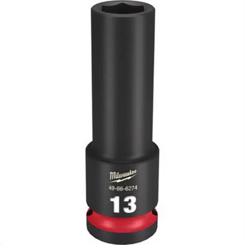 Milwaukee 49-66-6274 ShockWave Impact Duty Socket, 1/2 in Hex Drive, 13 mm Deep Socket, 6 Points