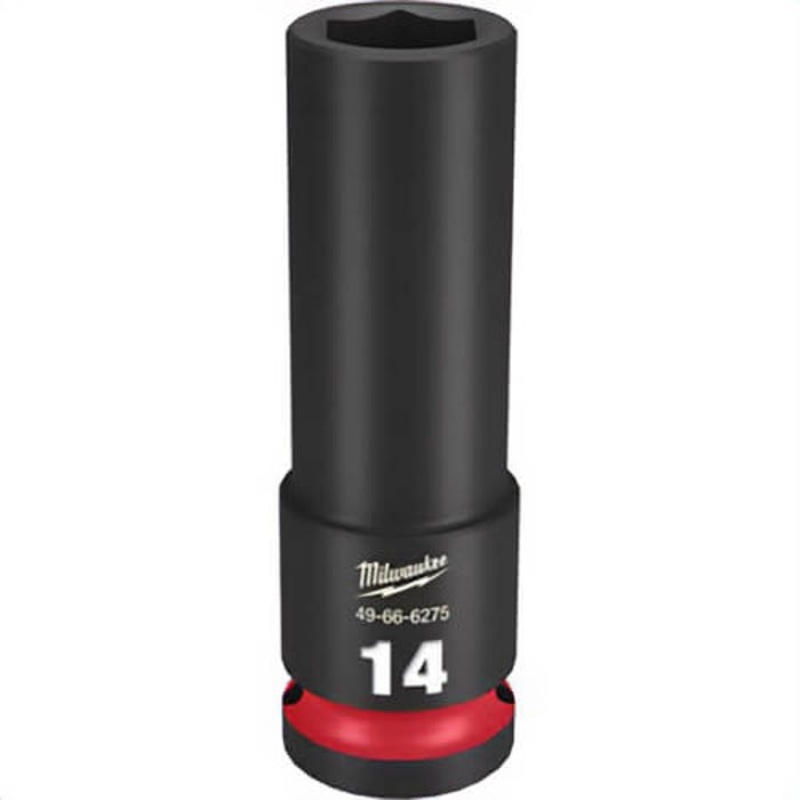 Milwaukee 49-66-6275 ShockWave Impact Duty Socket, 1/2 in Hex Drive, 14 mm Deep Socket, 6 Points