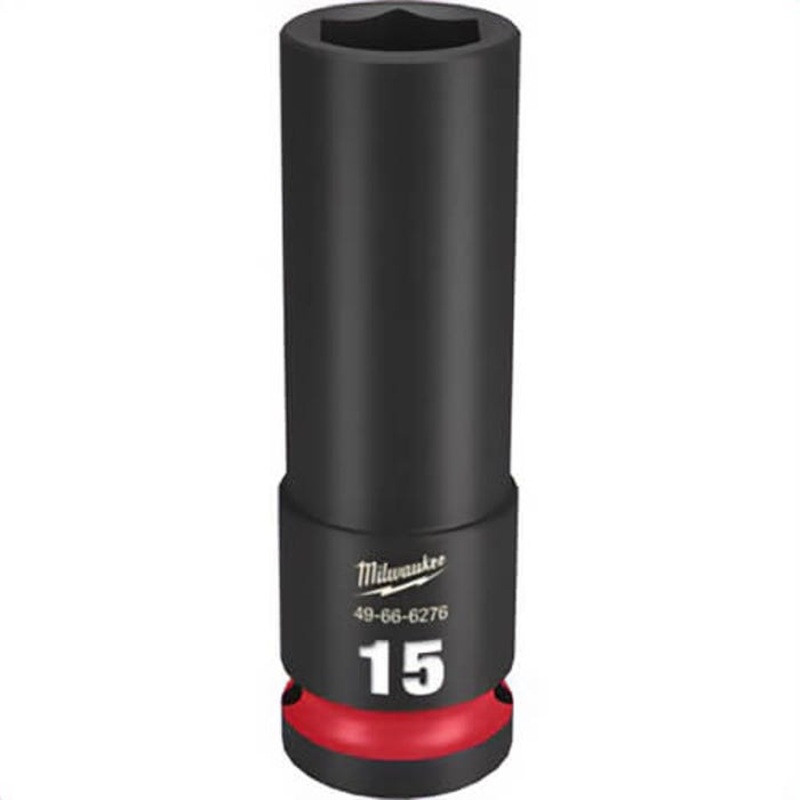 Milwaukee 49-66-6276 ShockWave Impact Duty Socket, 1/2 in Hex Drive, 15 mm Deep Socket, 6 Points