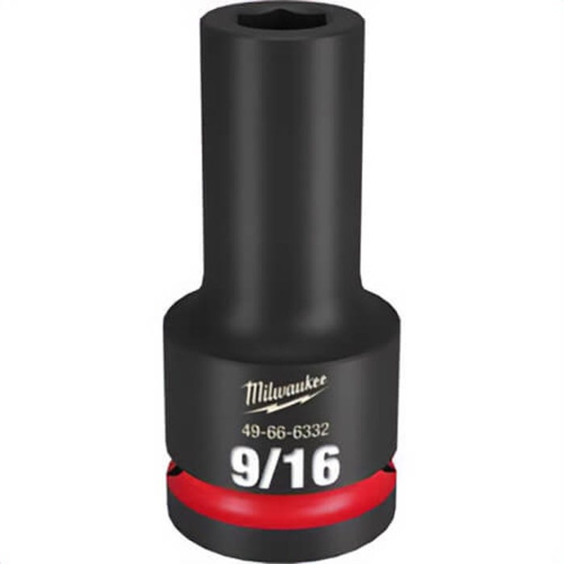 Milwaukee 49-66-6332 ShockWave Impact Duty Socket, 3/4 in Hex Drive, 9/16 in Deep Socket, 6 Points