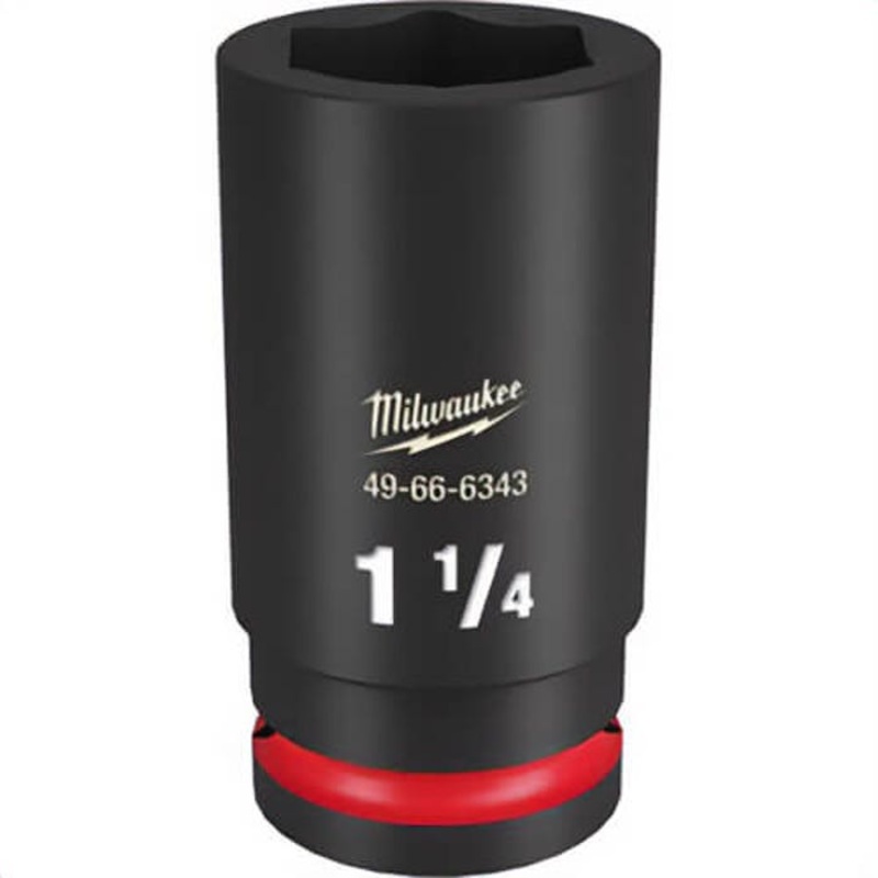 Milwaukee 49-66-6343 ShockWave Impact Duty Socket, 3/4 in Hex Drive, 1-1/4 in Deep Socket, 6 Points