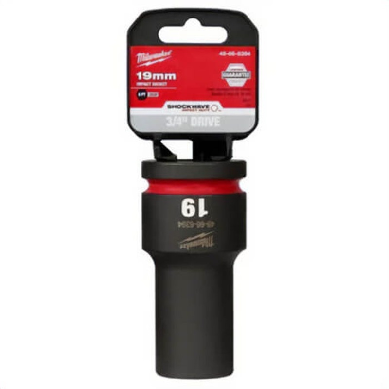 Milwaukee 49-66-6394 ShockWave Impact Duty Socket, 3/4 in Hex Drive, 19 mm Deep Socket, 6 Points