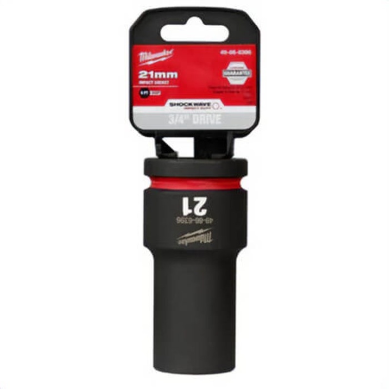 Milwaukee 49-66-6396 ShockWave Impact Duty Socket, 3/4 in Hex Drive, 21 mm Deep Socket, 6 Points
