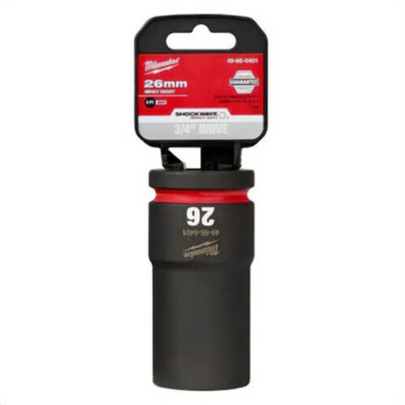 Milwaukee 49-66-6401 ShockWave Impact Duty Socket, 3/4 in Hex Drive, 26 mm Deep Socket, 6 Points