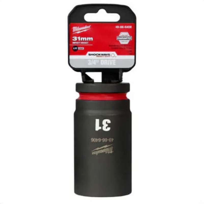 Milwaukee 49-66-6406 ShockWave Impact Duty Socket, 3/4 in Hex Drive, 31 mm Deep Socket, 6 Points