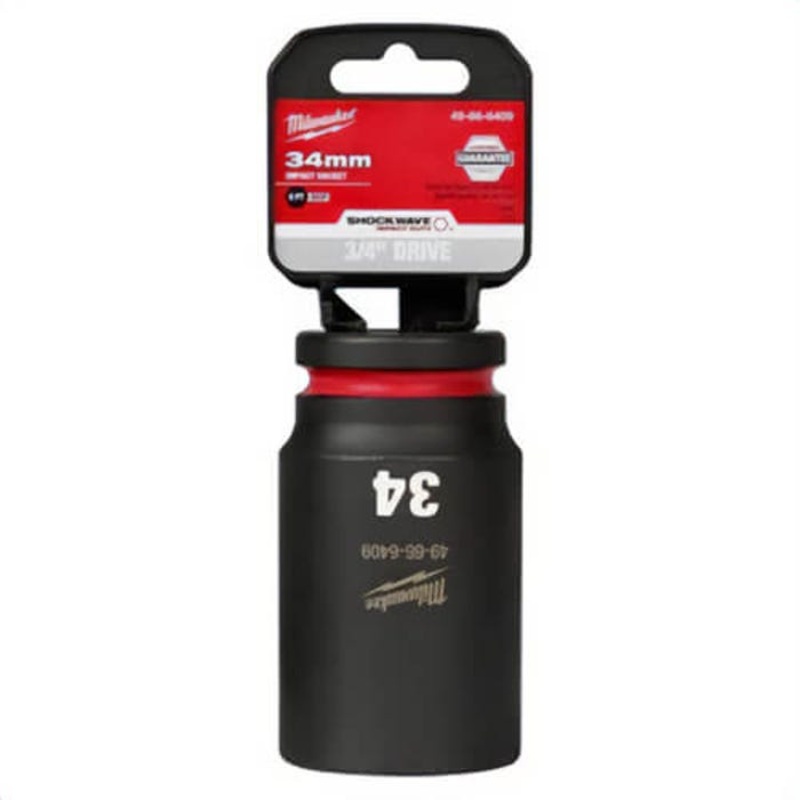 Milwaukee 49-66-6409 ShockWave Impact Duty Socket, 3/4 in Hex Drive, 34 mm Deep Socket, 6 Points
