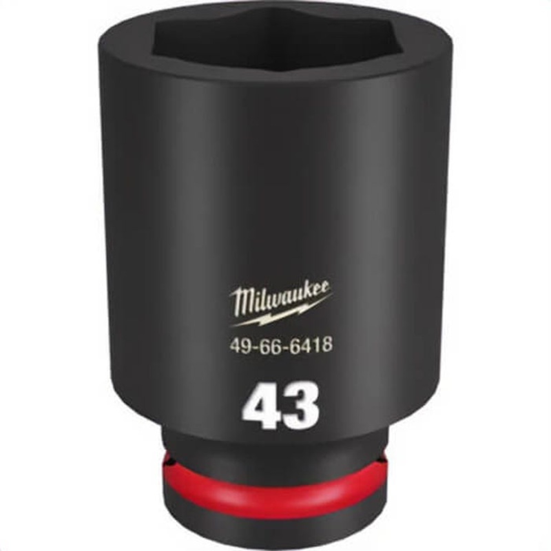 Milwaukee 49-66-6418 ShockWave Impact Duty Socket, 3/4 in Hex Drive, 43 mm Deep Socket, 6 Points