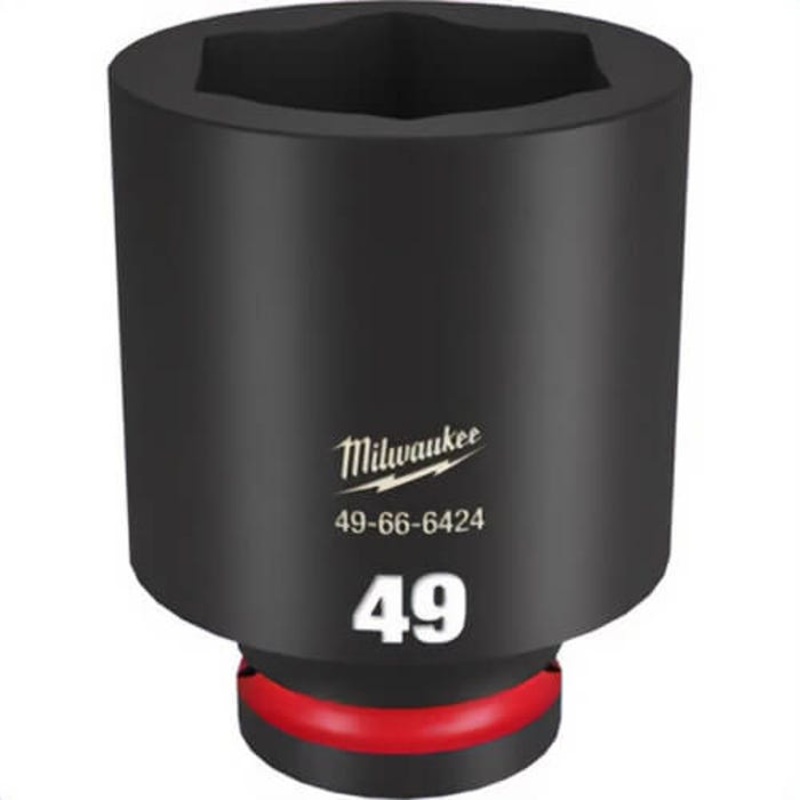 Milwaukee 49-66-6424 ShockWave Impact Duty Socket, 3/4 in Hex Drive, 49 mm Deep Socket, 6 Points