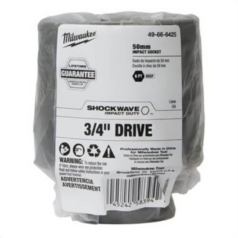 Milwaukee 49-66-6425 ShockWave Impact Duty Socket, 3/4 in Hex Drive, 50 mm Deep Socket, 6 Points