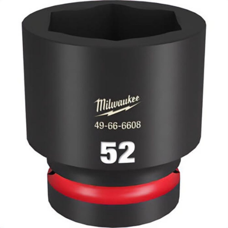 Milwaukee 49-66-6608 ShockWave Impact Duty Socket, 1 in Hex Drive, 52 mm Standard Socket, 6 Points