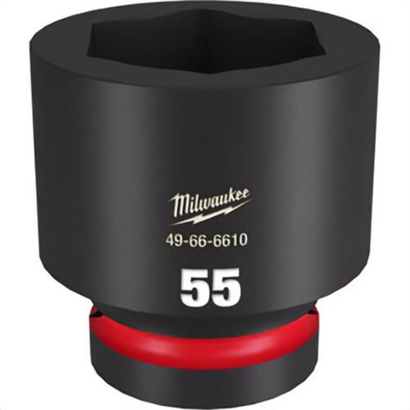 Milwaukee 49-66-6610 ShockWave Impact Duty Socket, 1 in Hex Drive, 55 mm Standard Socket, 6 Points