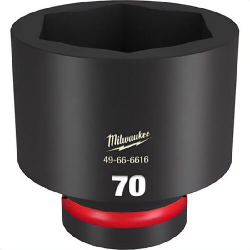 Milwaukee 49-66-6616 ShockWave Impact Duty Socket, 1 in Hex Drive, 70 mm Standard Socket, 6 Points