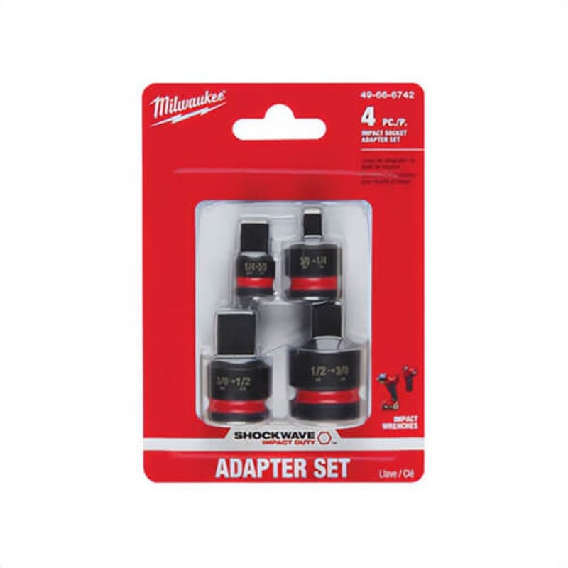Milwaukee 49-66-6742 ShockWave Impact Duty Dual Hole Socket Adapter Set, Black Oxide, 1/4 in Male Drive, 1/2 in Female Drive