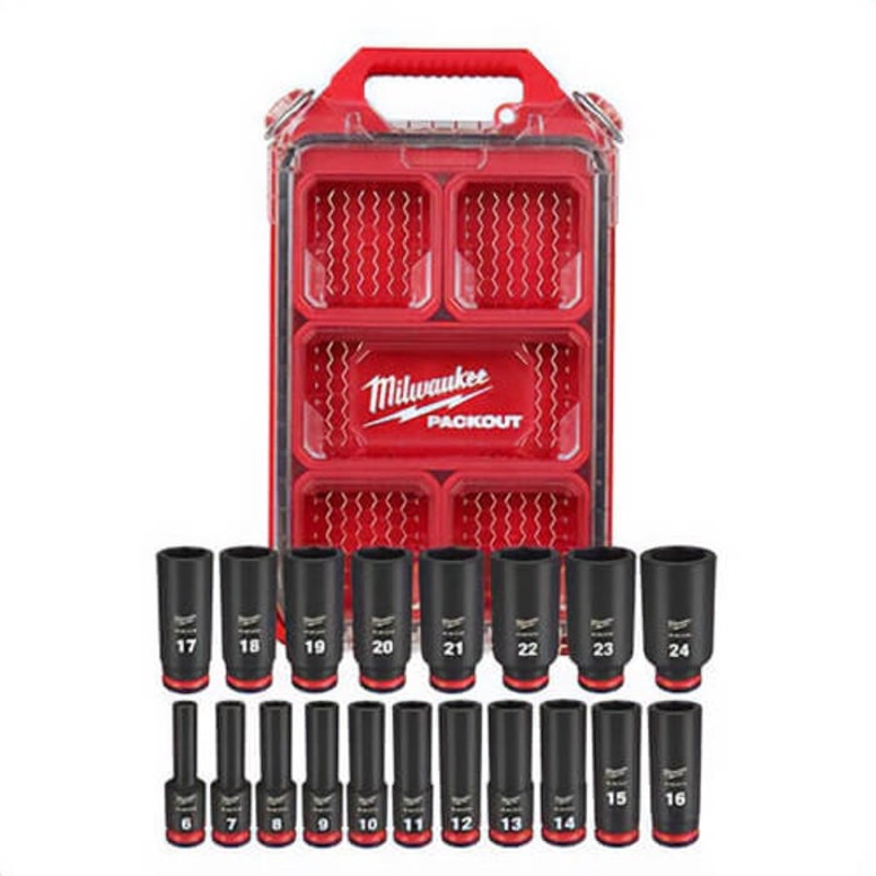 Milwaukee 49-66-6801 49-66 Socket Packout Set, 6 Points, 19 pc