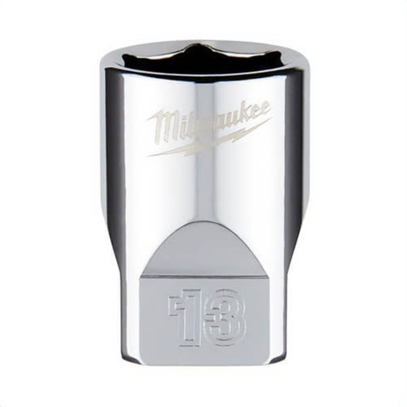Milwaukee 45-34-9039 Standard Socket, 1/4 in, 13 mm, 6 Points, Polished Chrome