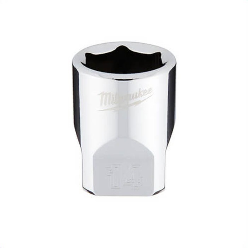 Milwaukee 45-34-9040 Standard Socket, 1/4 in, 14 mm, 6 Points, Polished Chrome