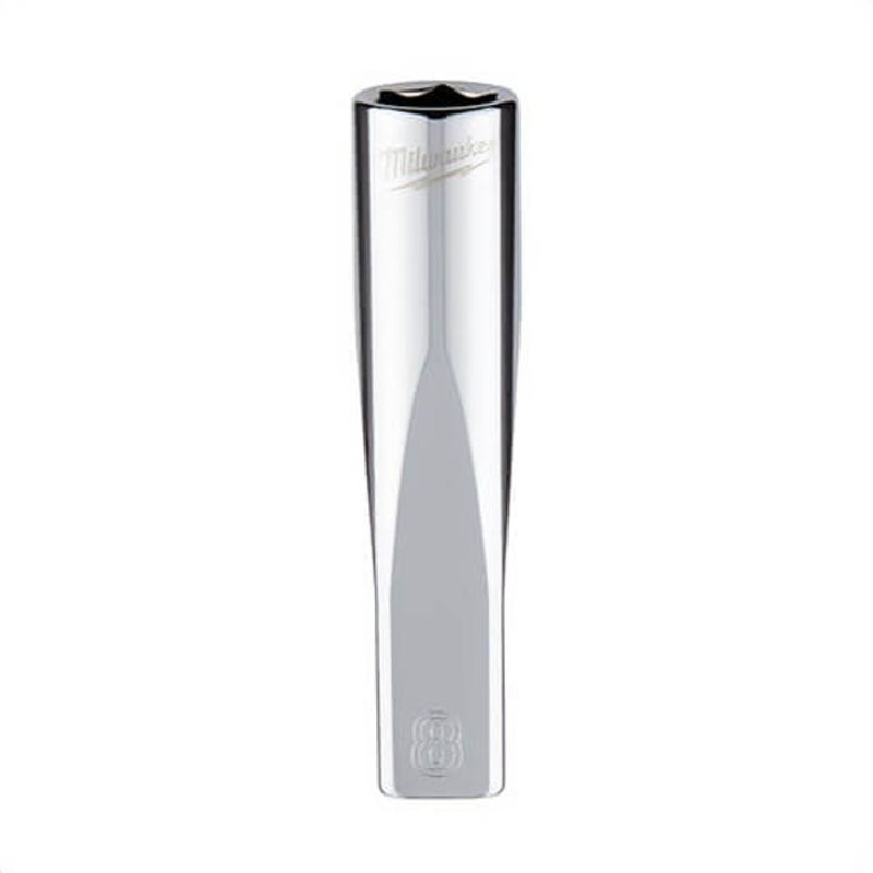 Milwaukee 45-34-9046 Deep Socket, 1/4 in, 8 mm, 6 Points, Polished Chrome