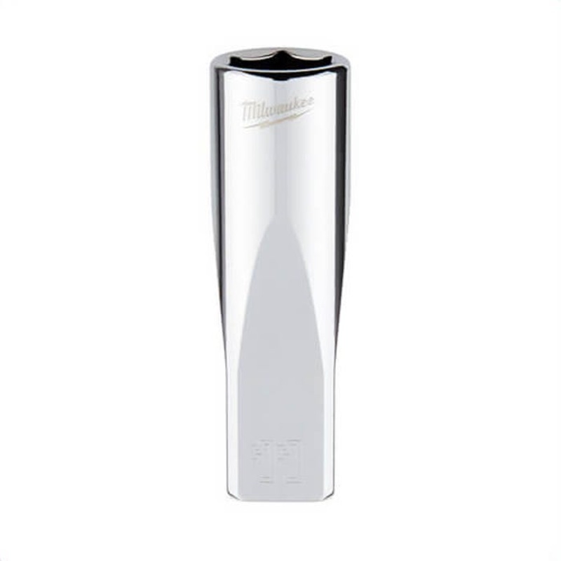 Milwaukee 45-34-9049 Deep Socket, 1/4 in, 11 mm, 6 Points, Polished Chrome