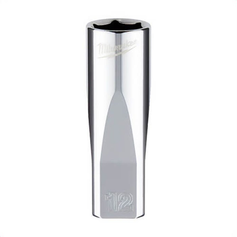 Milwaukee 45-34-9050 Deep Socket, 1/4 in, 12 mm, 6 Points, Polished Chrome