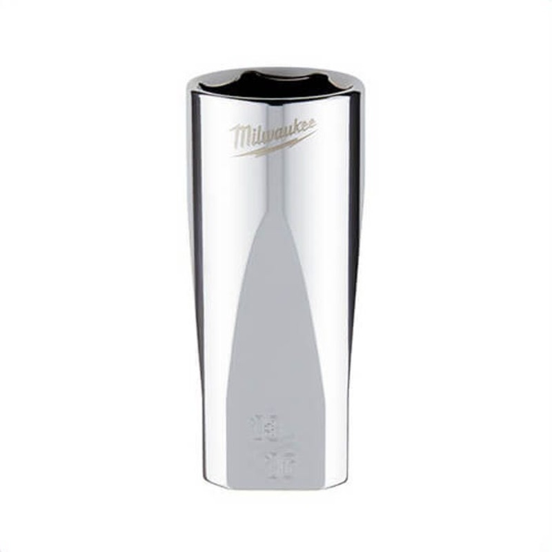 Milwaukee 45-34-9074 Deep Socket, 3/8 in, 13/16 in, 6 Points, Polished Chrome