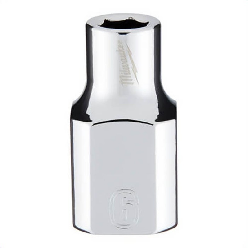 Milwaukee 45-34-9076 Standard Socket, 3/8 in, 6 mm, 6 Points, Polished Chrome