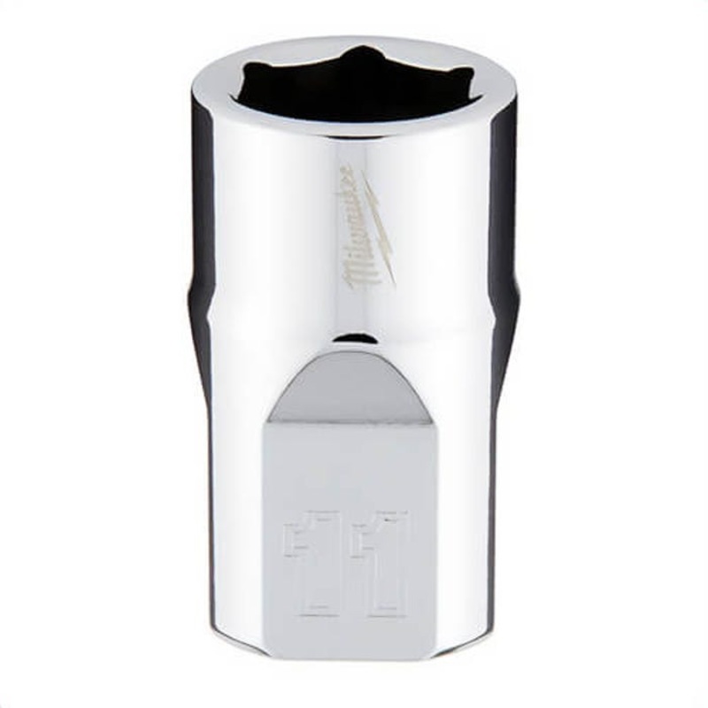 Milwaukee 45-34-9081 Standard Socket, 3/8 in, 11 mm, 6 Points, Polished Chrome