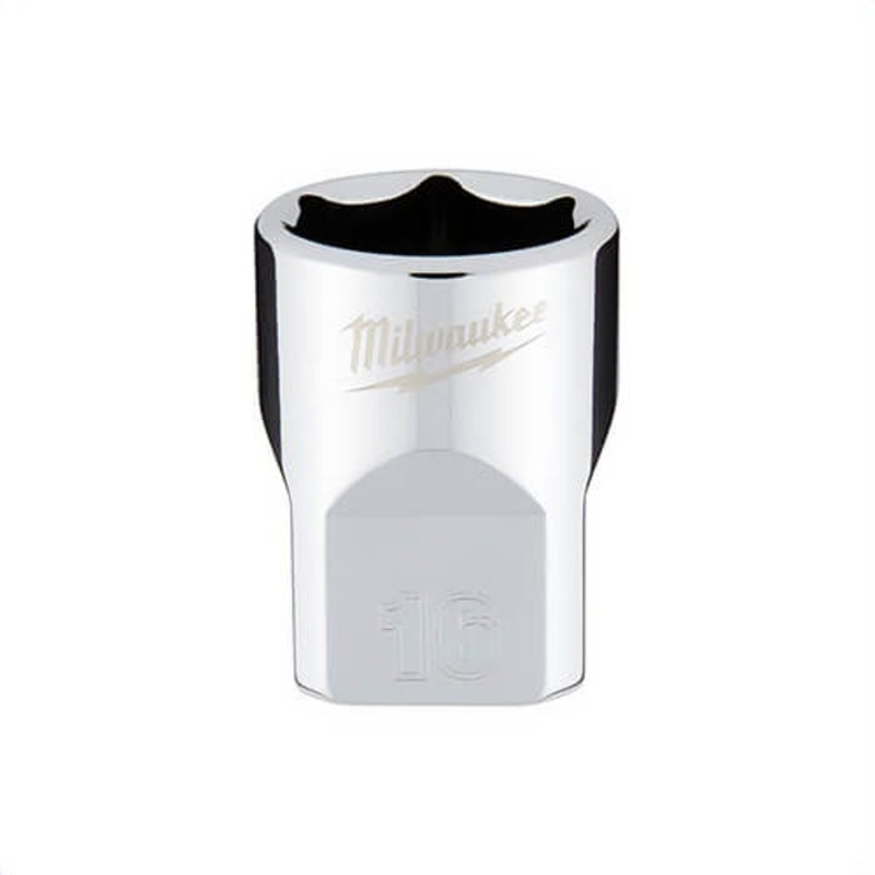 Milwaukee 45-34-9086 Standard Socket, 3/8 in, 16 mm, 6 Points, Polished Chrome