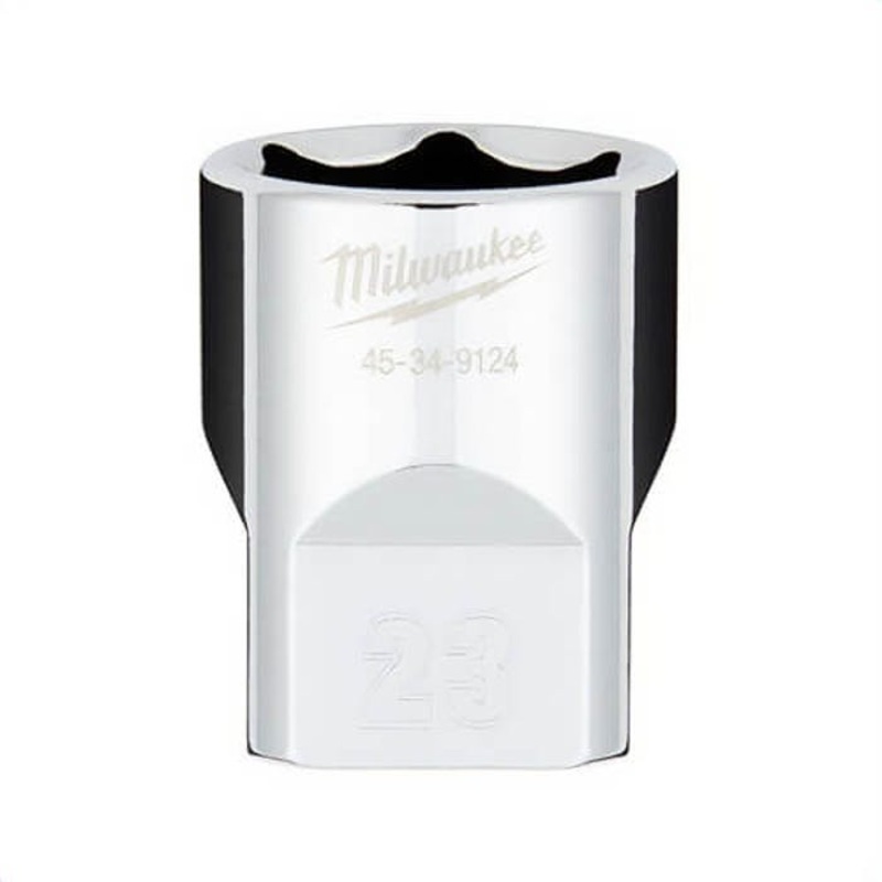 Milwaukee 45-34-9124 Standard Socket with Four Flat Sides, 1/2 in, 23 mm, 6 Points