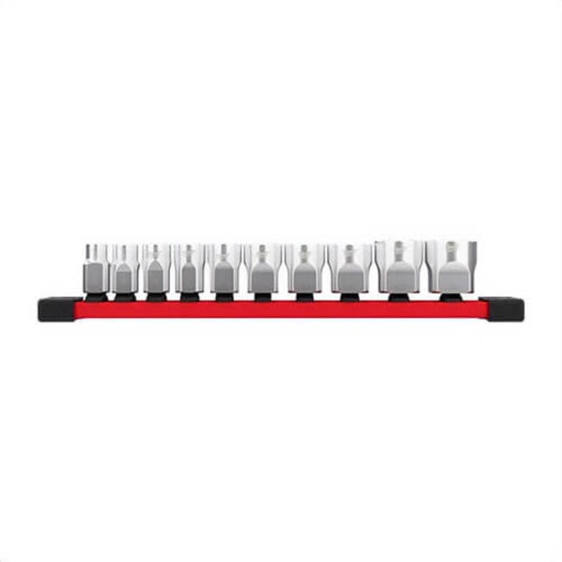 Milwaukee 48-22-9403 Four Flat Socket Set with Four Flat Sides, 6 Points, 3/8 in Drive, 10 pc