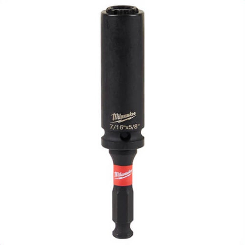 Milwaukee 49-66-5120 ShockWave Lineman 2-in-1 Socket, 1/2 in Hex x Square Drive, 7/16 x 5/8 in, 12 Points